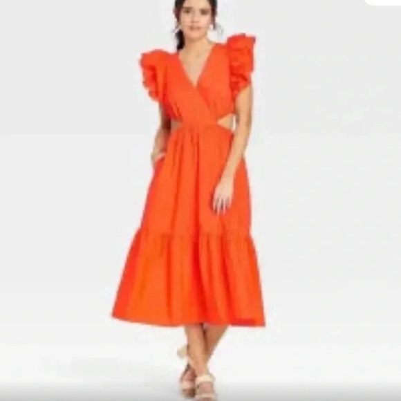 a new day Dresses & Skirts - a new day Bright Orange side cut out  Dress